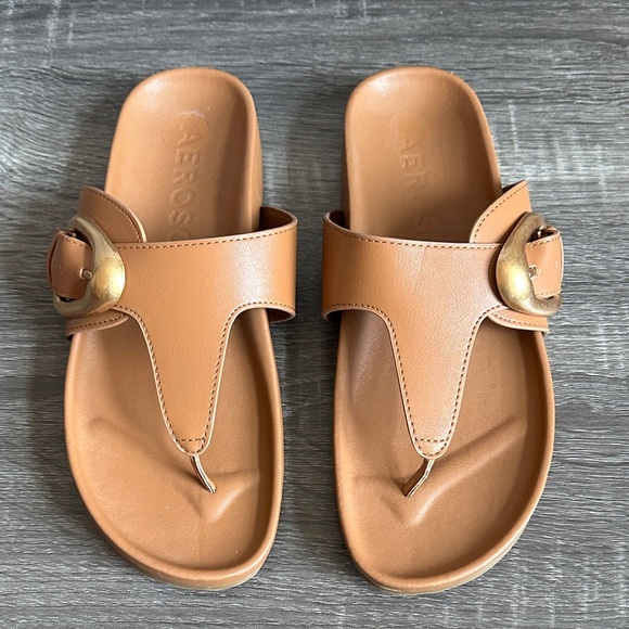 AEROSOLES Shoes - AEROSOLES Tan Sandals with Gold Accent